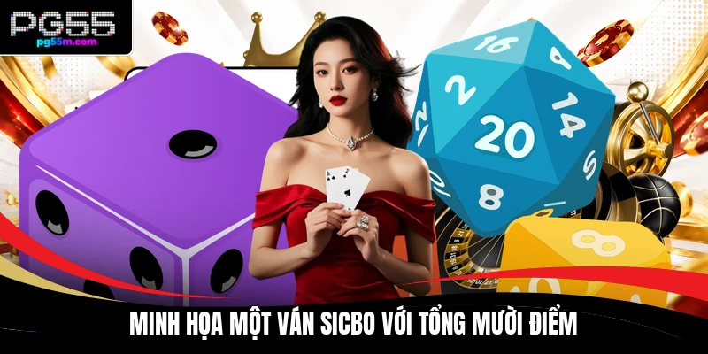 Minh họa một ván Sicbo với tổng mười điểm